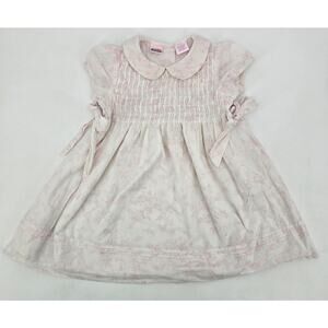 Vintage Cuddle Bear Pink Floral Peter Pan Collar Dress Cottagecore 12–24M